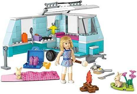 Lanie camping trip camper with bunny and fire pit