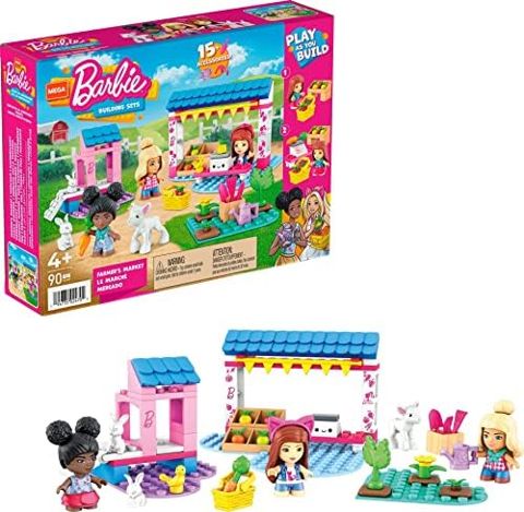 Barbie farmers market with vegetable stand and bunny house