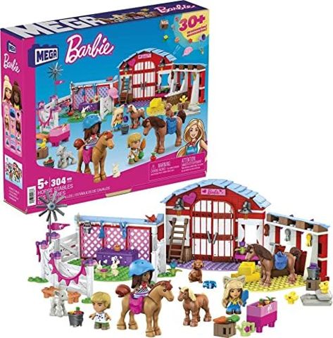 Barbie horse stables with barn, garden and animals