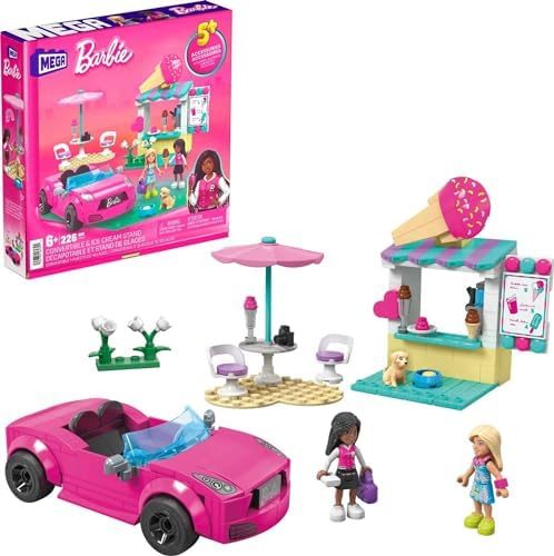 Pink Barbie convertible next to an ice cream stand