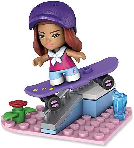 Barbie skateboarder micro-doll building set with role play accessories