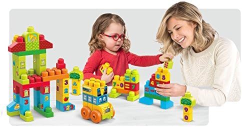 Math learning blocks building a school and school bus
