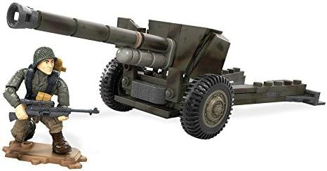 Classic anti-tank cannon on rubber wheels with gunner figure