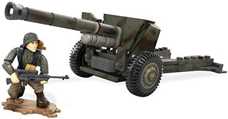 Classic anti-tank cannon on rubber wheels with gunner figure