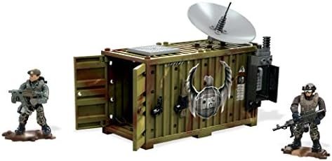 Graffiti shipping container armory with satellite dish