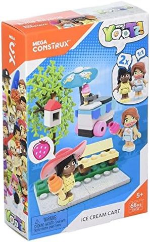 Ice cream cart and park bench with vendor and customer figures