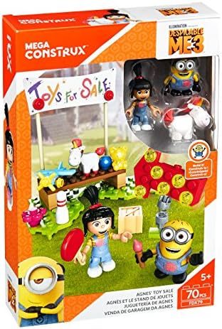 Agnes toy sale stand with unicorn and Minion