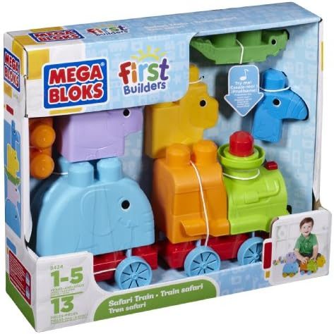 Safari train with whistle and five toddler animal figures