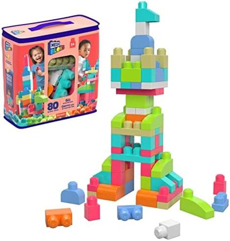 Red bag of 80 MEGA BLOKS First Builders blocks