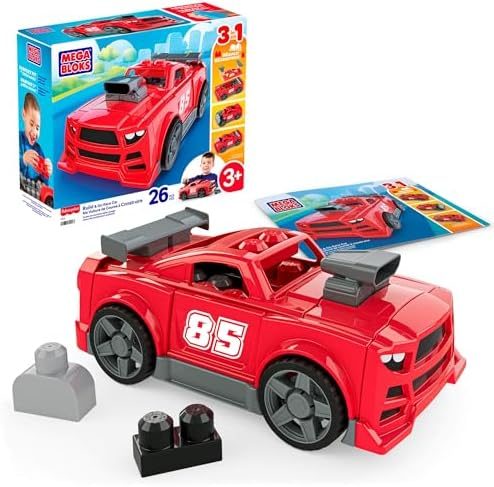 Red 3-in-1 big block race car for preschoolers