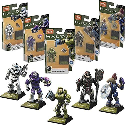 Five Halo Heroes Series XIV figures lined up