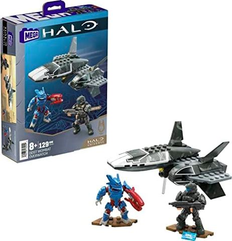 ODST Wombat drone fighter on perch stand with two troopers