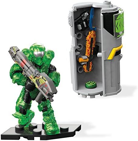 Translucent green Spartan beside Halo REQ weapon station
