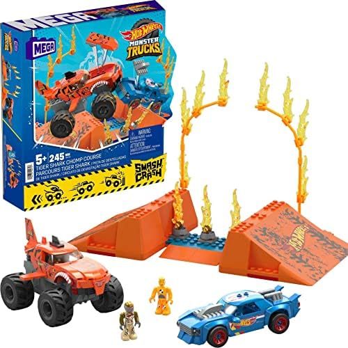 Tiger Shark monster truck crashing through course