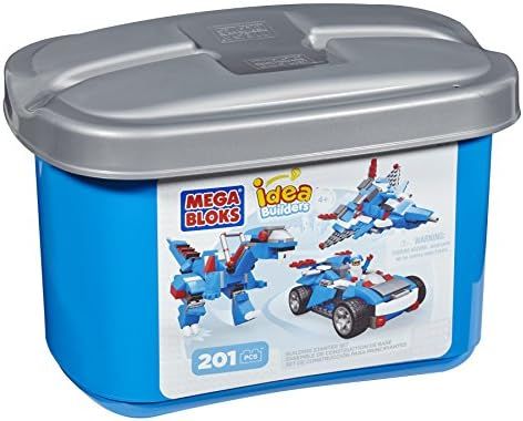 Starter tub of micro building blocks with figure and wheelbases