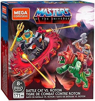 He-Man on Battle Cat facing the Roton vehicle