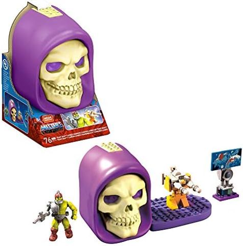 Trap Jaw figure with laser cannon and purple Skeletor skull