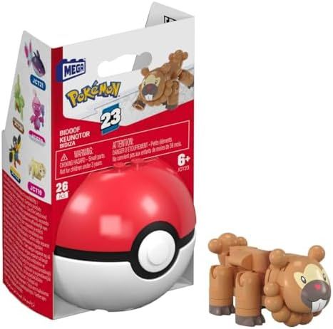 Bidoof beaver Pokémon brick figure with Poké Ball