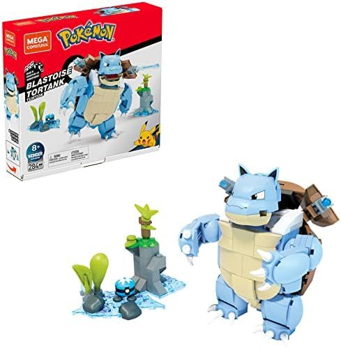 Blastoise with twin water cannons on a display base