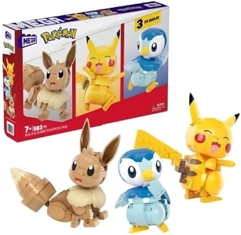 Pikachu, Eevee and Piplup four-inch brick figures