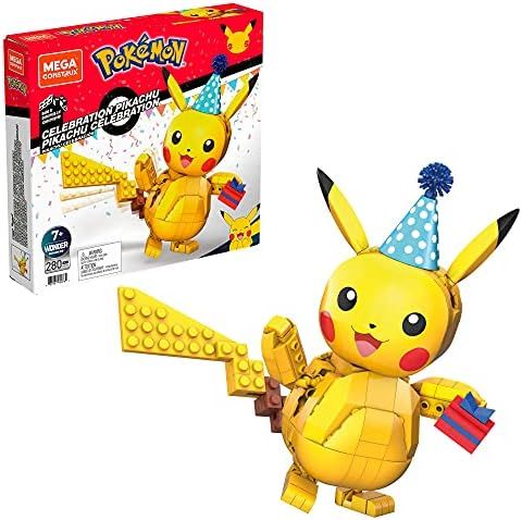 Pikachu with party hat and birthday cake