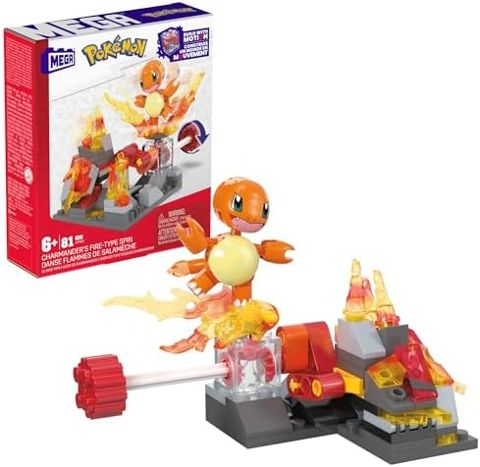 Charmander spinning in fire scene with crank
