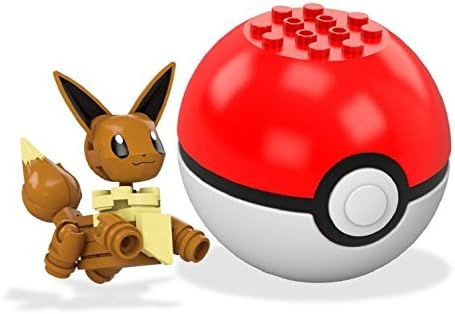 Small buildable Eevee standing on top of a Poké Ball