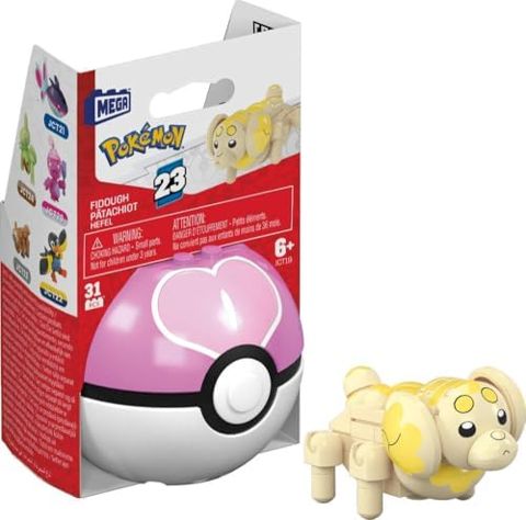 Fidough puppy Pokémon figure with pink Love Ball
