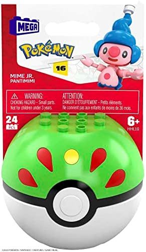 Mime Jr. buildable figure on a Poké Ball