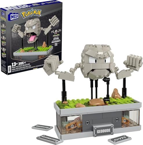 Geodude rock Pokémon brick figure with moving arms