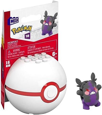 Morpeko Pokémon brick figure with white Premier Ball