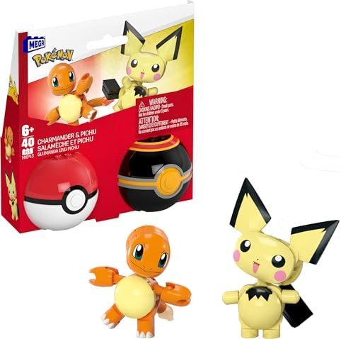 Pichu and Charmander mini figures with two Poké Balls