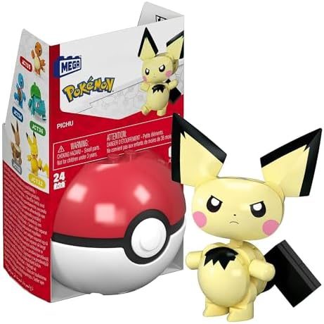 Pichu baby Pokémon brick figure with Poké Ball