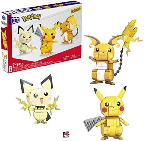 Pichu, Pikachu and Raichu evolution trio figures