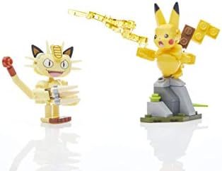 Pikachu and Meowth buildable figures in a showdown
