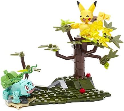 Pikachu and Bulbasaur in a buildable battle scene