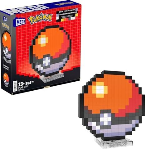 Pixel art Poké Ball brick build on wall