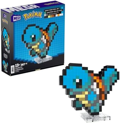 Pixel art Squirtle brick figure hanging on wall