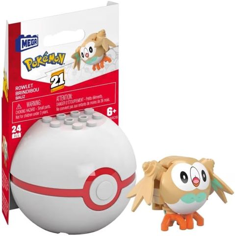 Round Rowlet owl Pokémon brick figure with wings
