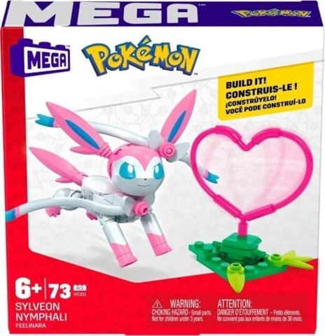 Sylveon ribbon Pokémon brick figure on display shelf