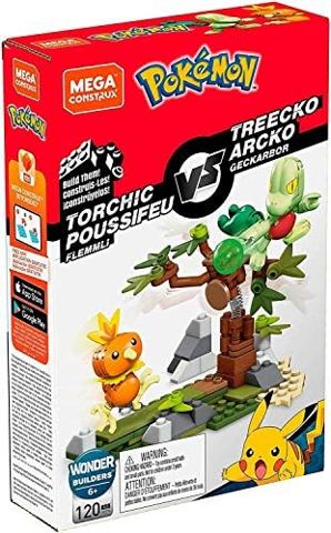 Torchic and Treecko battling with toppling tree