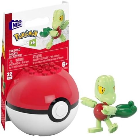 Treecko gecko Pokémon brick figure on Poké Ball