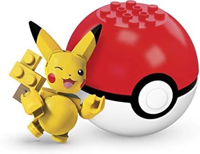 Winking Pikachu buildable figure on a Poké Ball