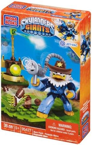 Skylanders Jet-Vac figure with cowboy hat and Arkeyan tower